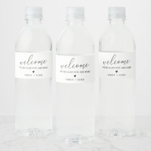 Minimalist Personalized Wedding Welcome Water Bottle Label