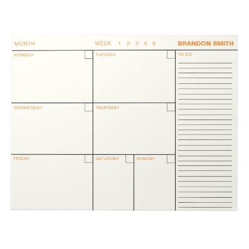 Minimalist Personalized Weekly Planner Agenda Note