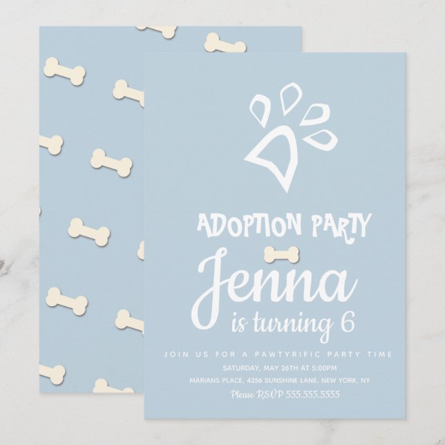Minimalist Pet Dog Paw Birthday Party  Invitation (Front/Back)