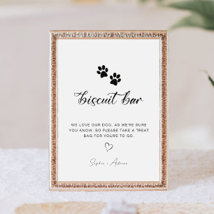 Minimalist Pet Dog Treat Favor Biscuit Bar Wedding Pedestal Sign