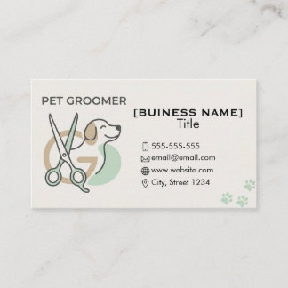 Minimalist Pet Groomer Custom Business Card 