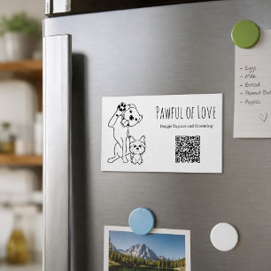 Minimalist Pet Services QR Code Business Card Magnet