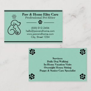 Minimalist Pet Sitter Business Card   Professional