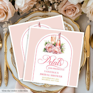 Minimalist Petals and Prosecco Custom Name Napkins