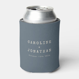 Minimalist Pewter Typewriter Font Custom Wedding Can Cooler