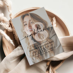 Minimalist Photo 18th Birthday Party Invitation
