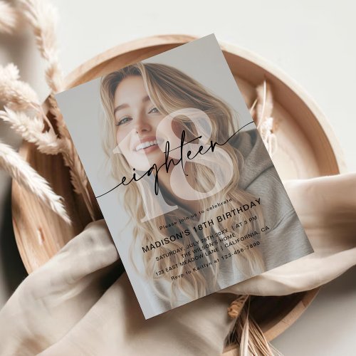 Minimalist Photo 18th Birthday Party