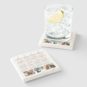 Minimalist Photo 2026 Yearly Calendar Keepsake Stone Coaster