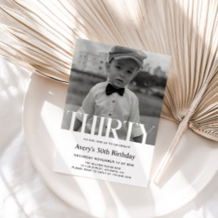 Minimalist Photo 30th Birthday Invitation For Men