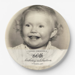 Minimalist Photo 60th Birthday Paper Plates