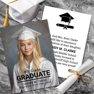 Minimalist Photo 8th Grade Graduation Announcement
