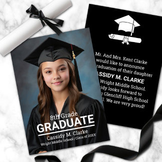 Minimalist Photo 8th Grade Graduation Announcement