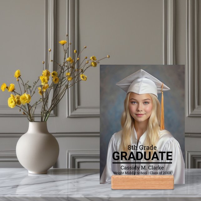 Minimalist Photo 8th Grade Graduation Announcement Holder (Creator Uploaded)