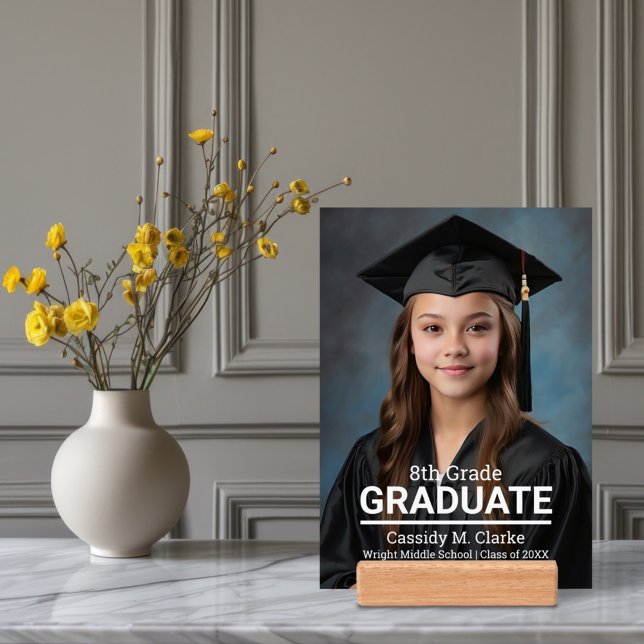 Minimalist Photo 8th Grade Graduation Announcement Holder (Creator Uploaded)