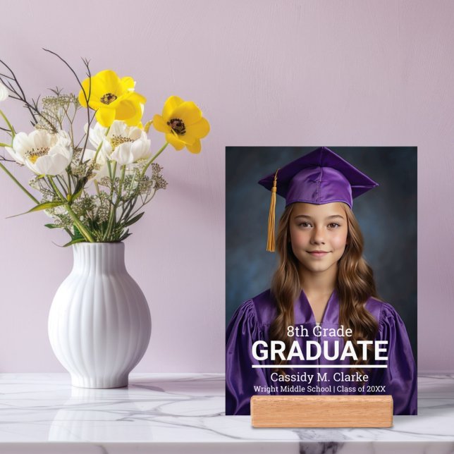 Minimalist Photo 8th Grade Graduation Announcement Holder (Creator Uploaded)
