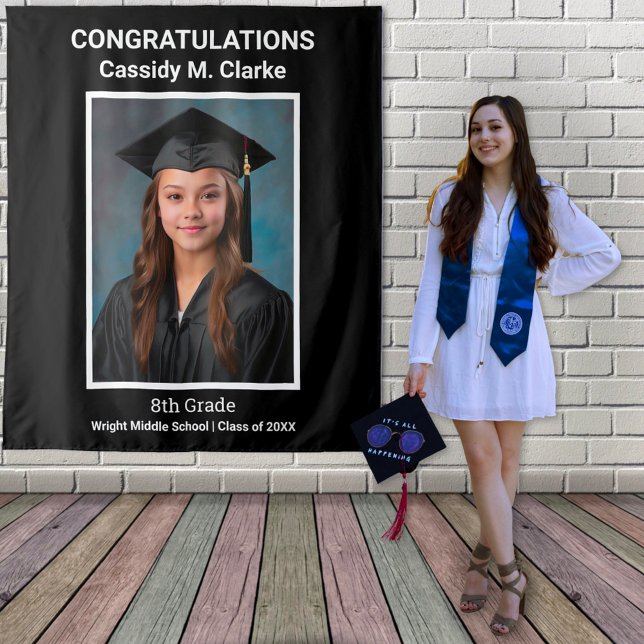 Minimalist Photo 8th Grade Graduation Backdrop (Creator Uploaded)