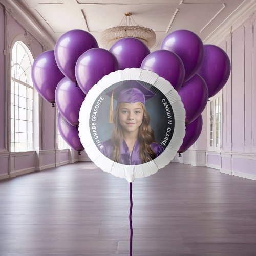 Minimalist Photo 8th Grade Graduation Balloon