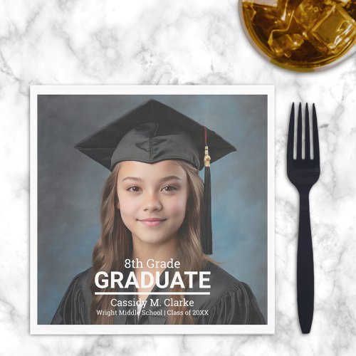 Minimalist Photo 8th Grade Graduation Napkins