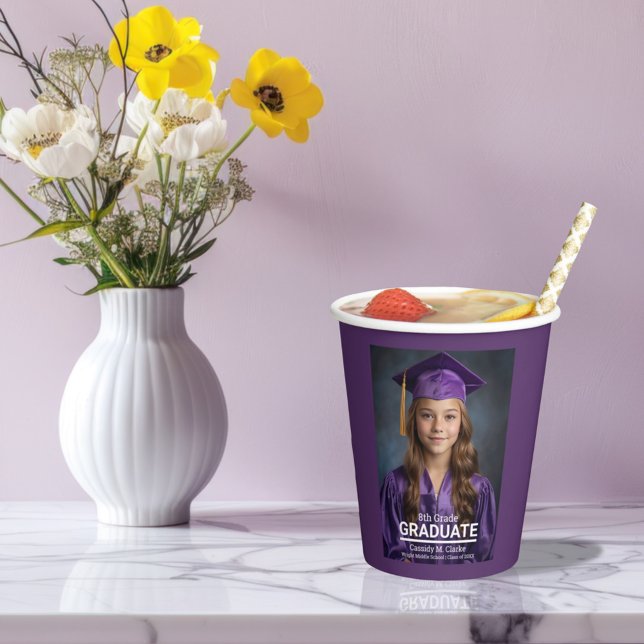 Minimalist Photo 8th Grade Graduation Paper Cups (Creator Uploaded)