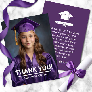 Minimalist Photo 8th Grade Graduation Thank You Card