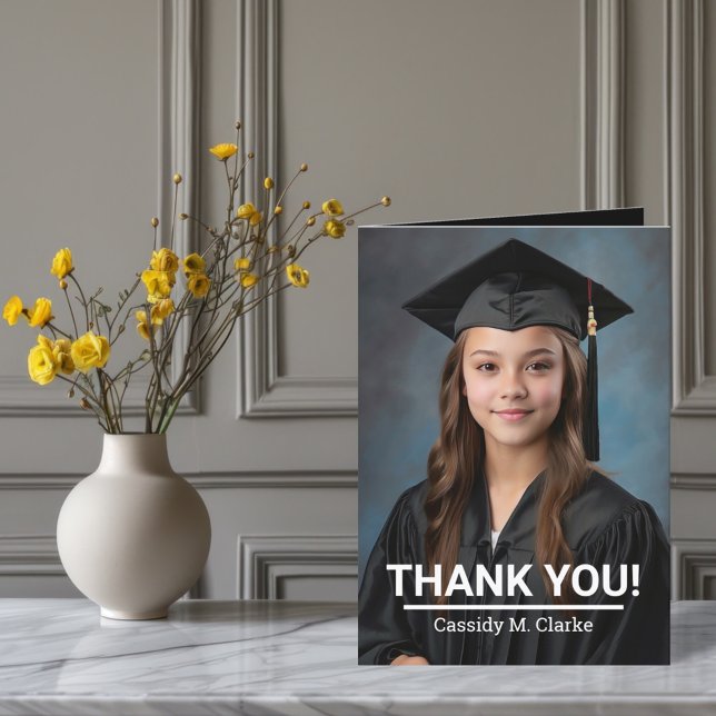 Minimalist Photo 8th Grade Graduation Thank You Card (Creator Uploaded)