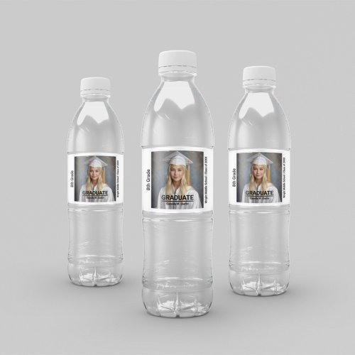 Minimalist Photo 8th Grade Graduation Water Bottle Label