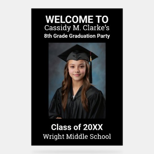 Minimalist Photo 8th Grade Graduation Welcome Sign