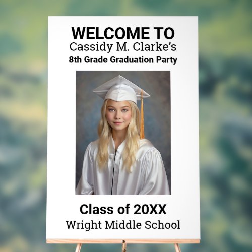 Minimalist Photo 8th Grade Graduation Welcome Sign