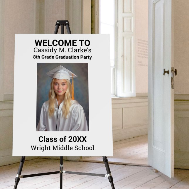 Minimalist Photo 8th Grade Graduation Welcome Sign (Creator Uploaded)