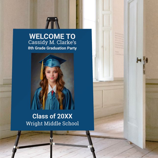 Minimalist Photo 8th Grade Graduation Welcome Sign (Creator Uploaded)