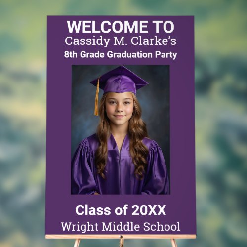 Minimalist Photo 8th Grade Graduation Welcome Sign