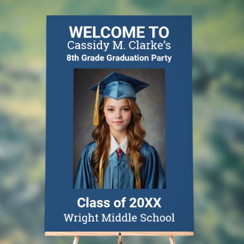 Minimalist Photo 8th Grade Graduation Welcome Sign