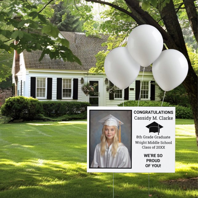 Minimalist Photo 8th Grade Graduation Yard Sign (Creator Uploaded)