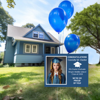 Minimalist Photo 8th Grade Graduation Yard Sign