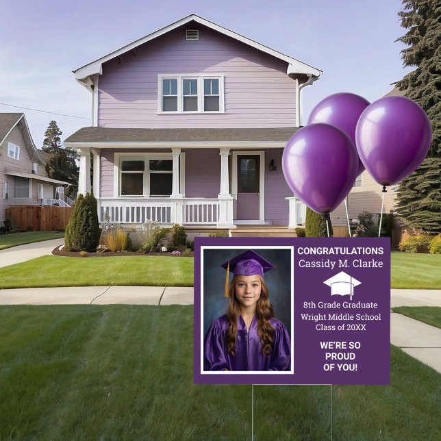 Minimalist Photo 8th Grade Graduation Yard Sign (Creator Uploaded)