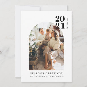 Minimalist Photo Arch Family Christmas Party Invit Holiday Card