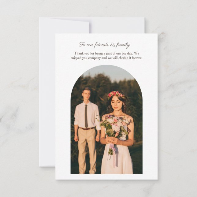 Minimalist Photo Arch Modern Wedding Thank You (Back)