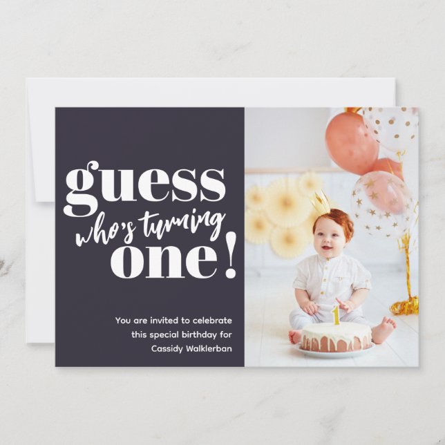 Minimalist Photo Baby 1st Birthday Invitation (Front)