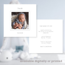 Minimalist Photo Baby Boy Birth Announcement