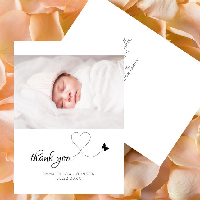 Minimalist Photo Baby Shower Gift Flat Thank You Card (Minimalist Photo Baby Shower Gift Flat Thank You Card)