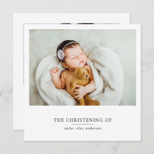 Minimalist Photo Baptism Christening  Thank You Card