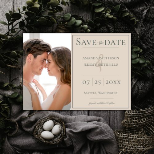 Minimalist Photo  Beige Save the Date