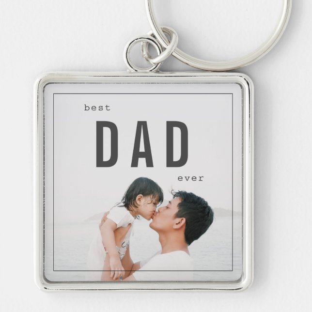 Minimalist Photo Best Dad Ever Father's Day Keychain (Front)