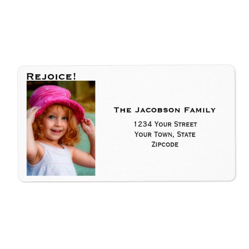 Minimalist Photo Big White Holiday Return Address Label