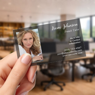 Minimalist Photo Black Clear Business Cards
