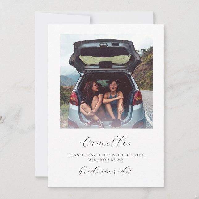 Minimalist Photo Bridesmaid Proposal Card (Front)