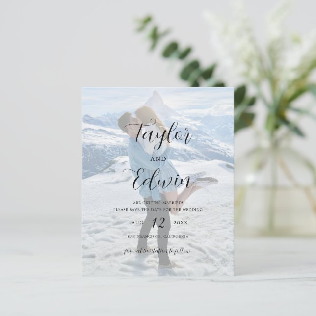 Minimalist Photo Budget Wedding Save the Date (Standing Front)