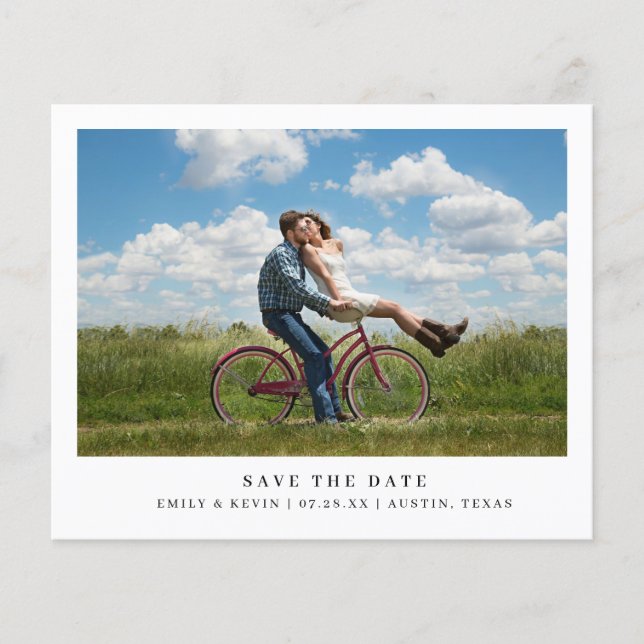Minimalist Photo Budget Wedding Save the Date Flyer (Front)
