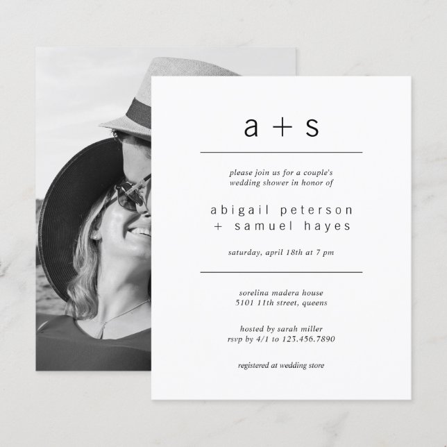 Minimalist Photo Budget Wedding Shower Invitation (Front/Back)