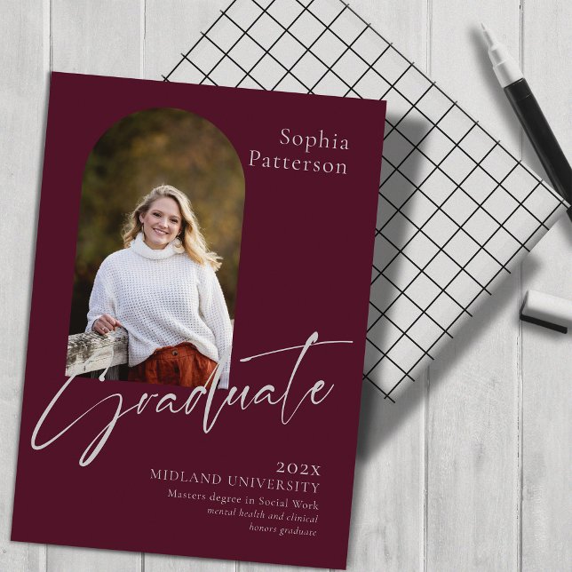 Minimalist Photo Burgundy Gray Announcement (Creator Uploaded)